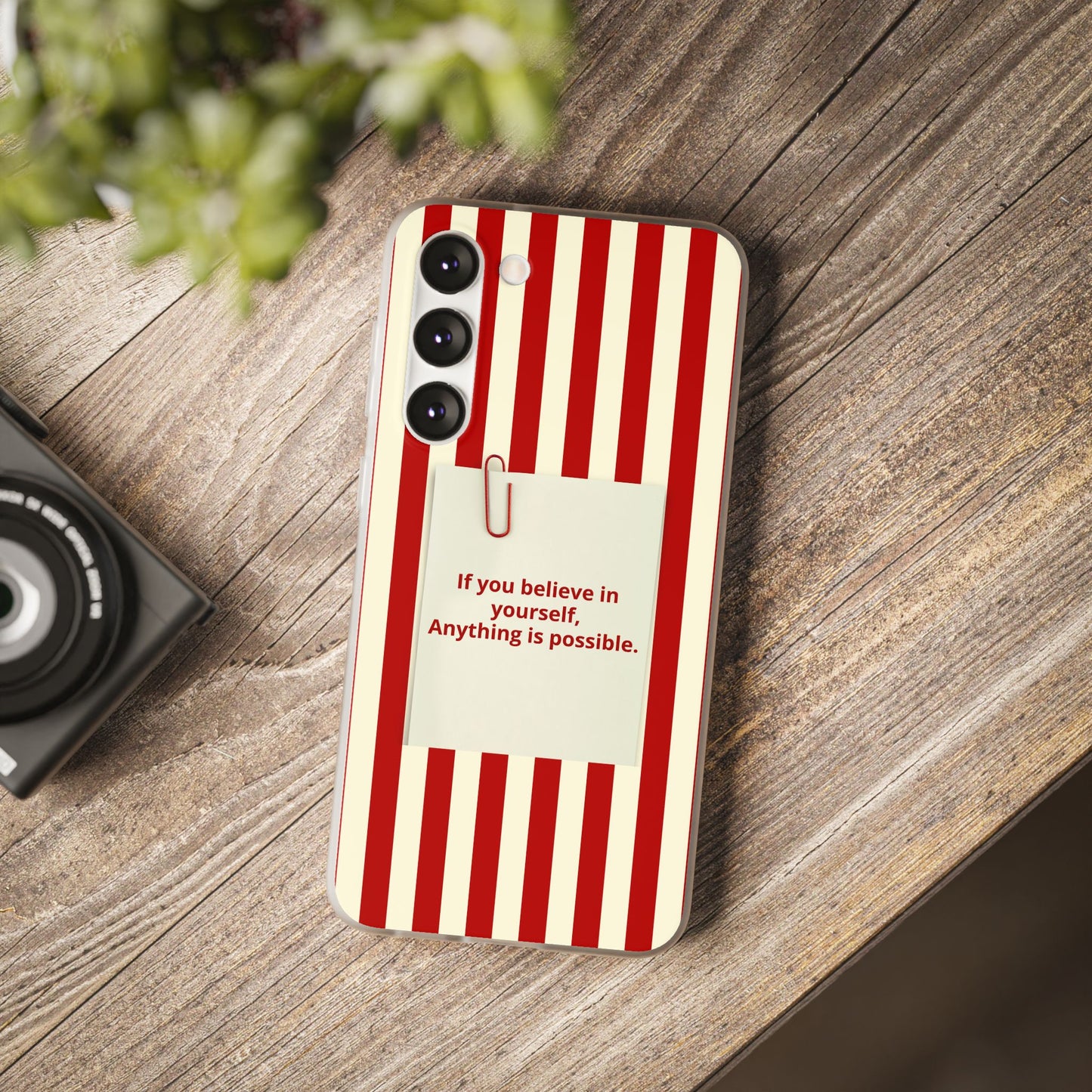 Personalized Custom Text Inspirational Striped Phone Case. “If you believe in yourself, Anything is possible.”