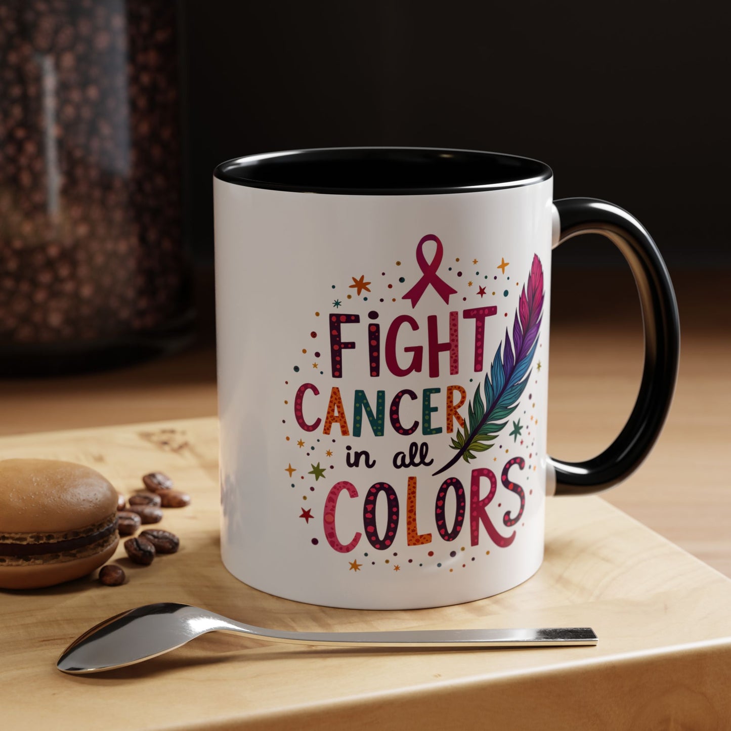 “Fight Cancer in All Colors” Mug | Inspirational Souvenir Coffee & Tea Cup Gift Idea