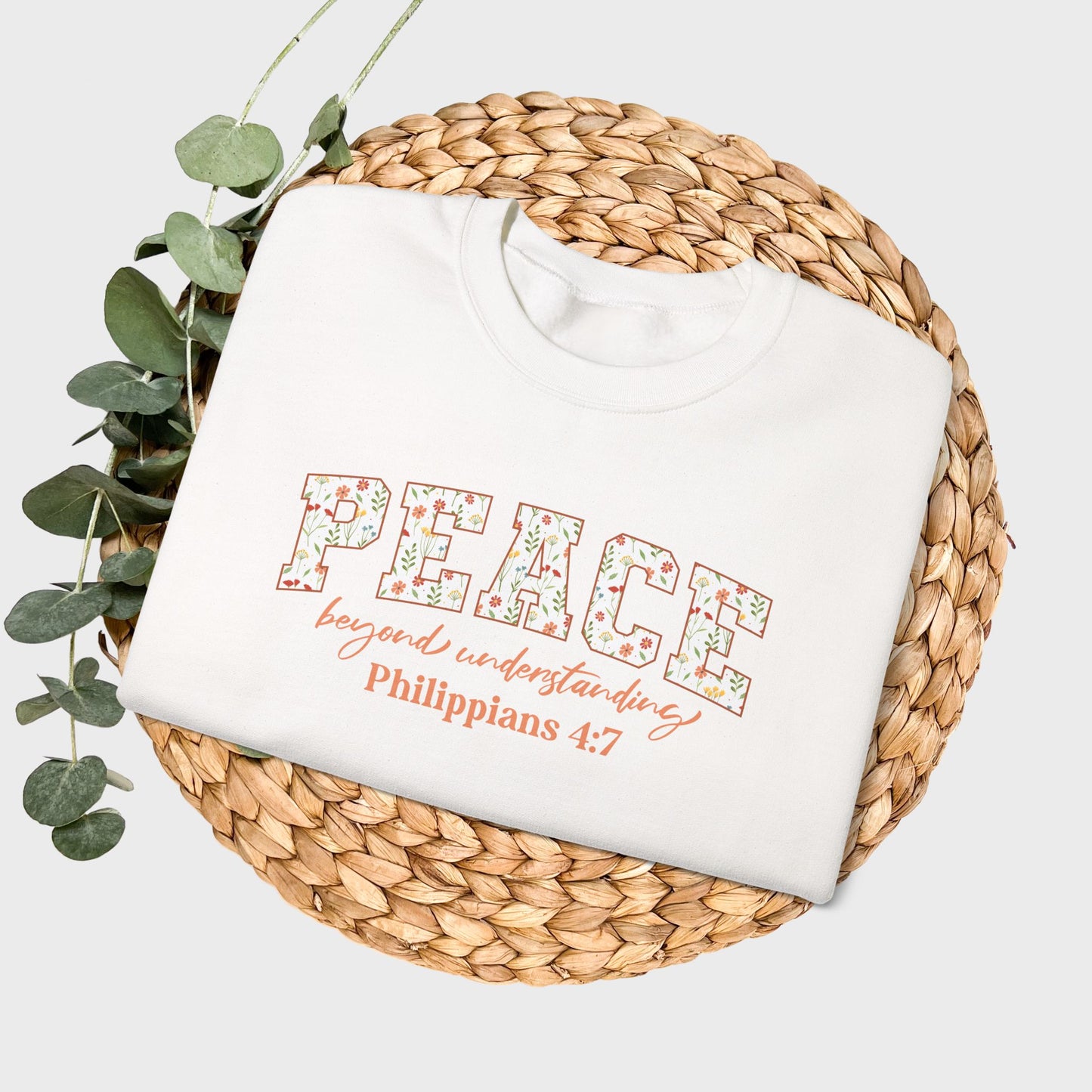 Peace Beyond Understanding Philippians 4:7 Bible Verse Christian Sweatshirt | Inspirational Crewneck Unisex Gift | Cozy Everyday Wear