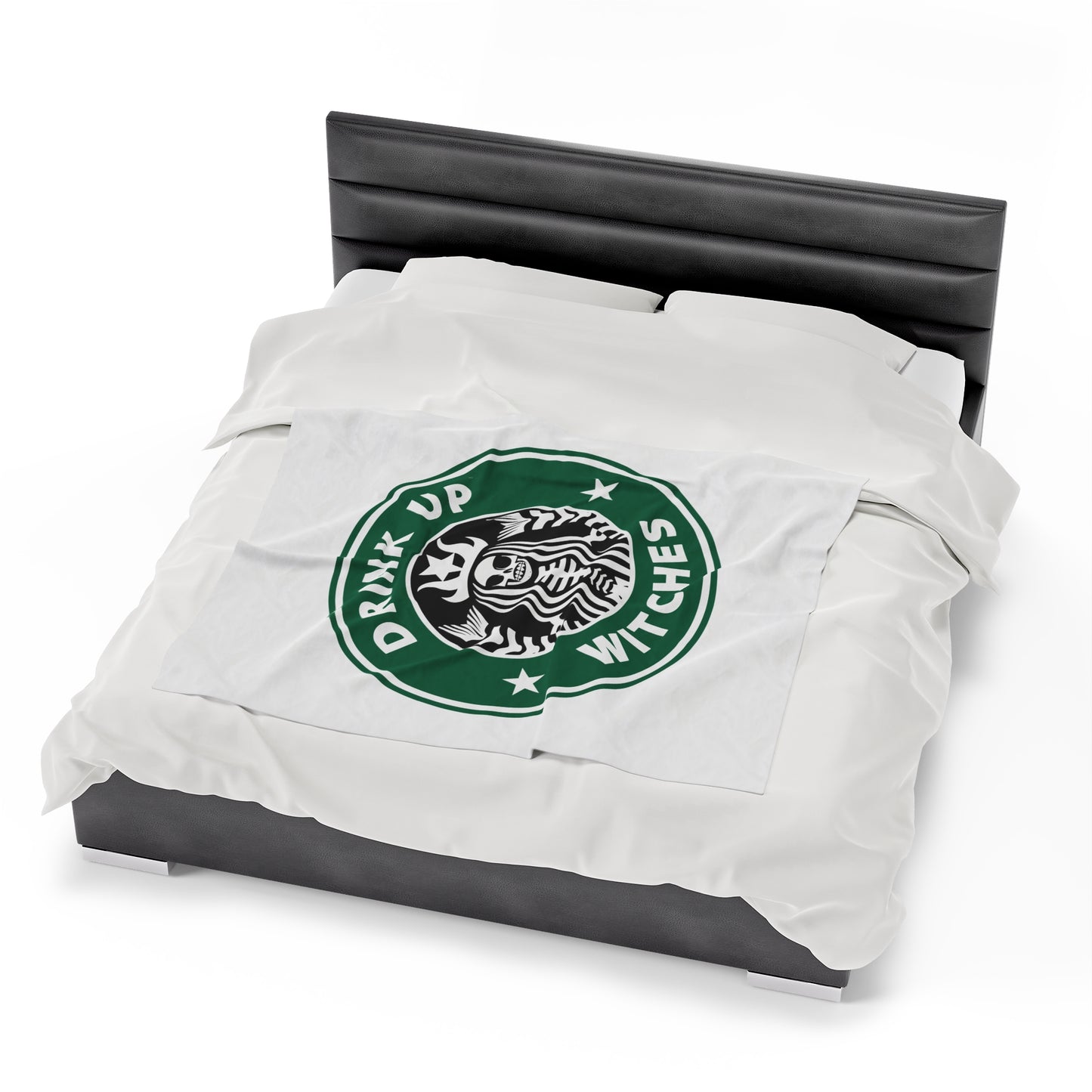 Funny Cozy Sofa Velveteen Plush Blanket Drink up Witches Skeleton Starbucks Fan