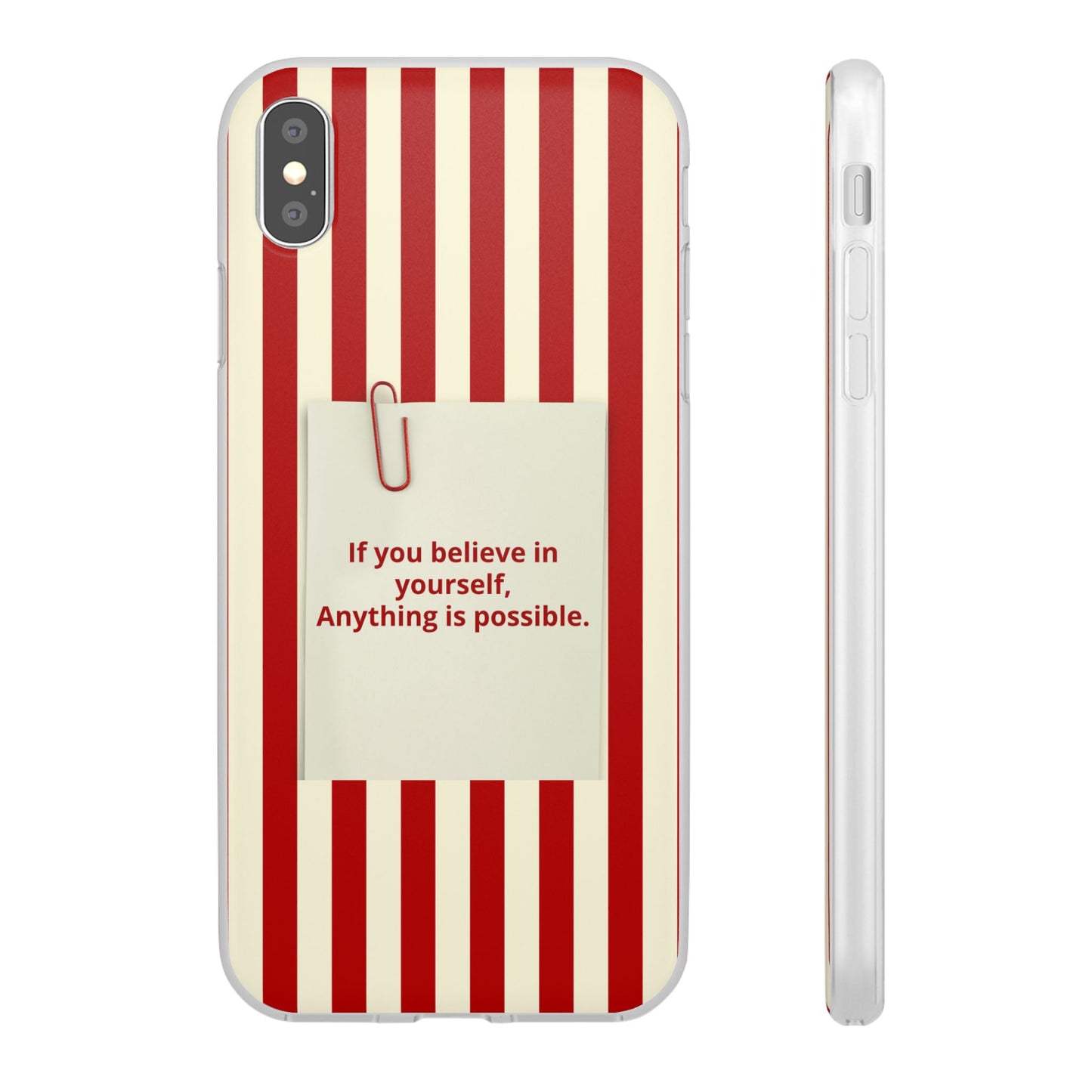 Personalized Custom Text Inspirational Striped Phone Case. “If you believe in yourself, Anything is possible.”