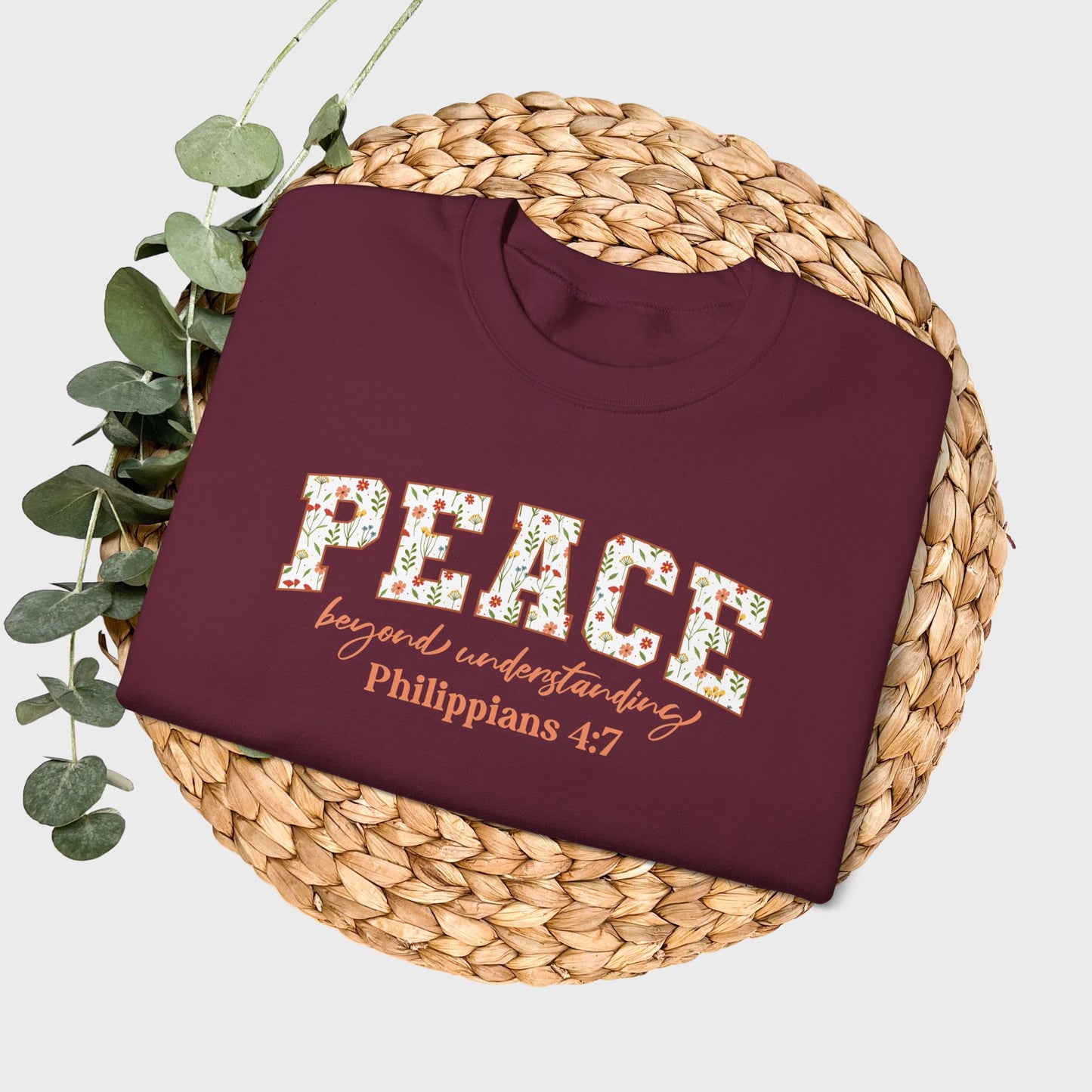 Peace Beyond Understanding Philippians 4:7 Bible Verse Christian Sweatshirt | Inspirational Crewneck Unisex Gift | Cozy Everyday Wear