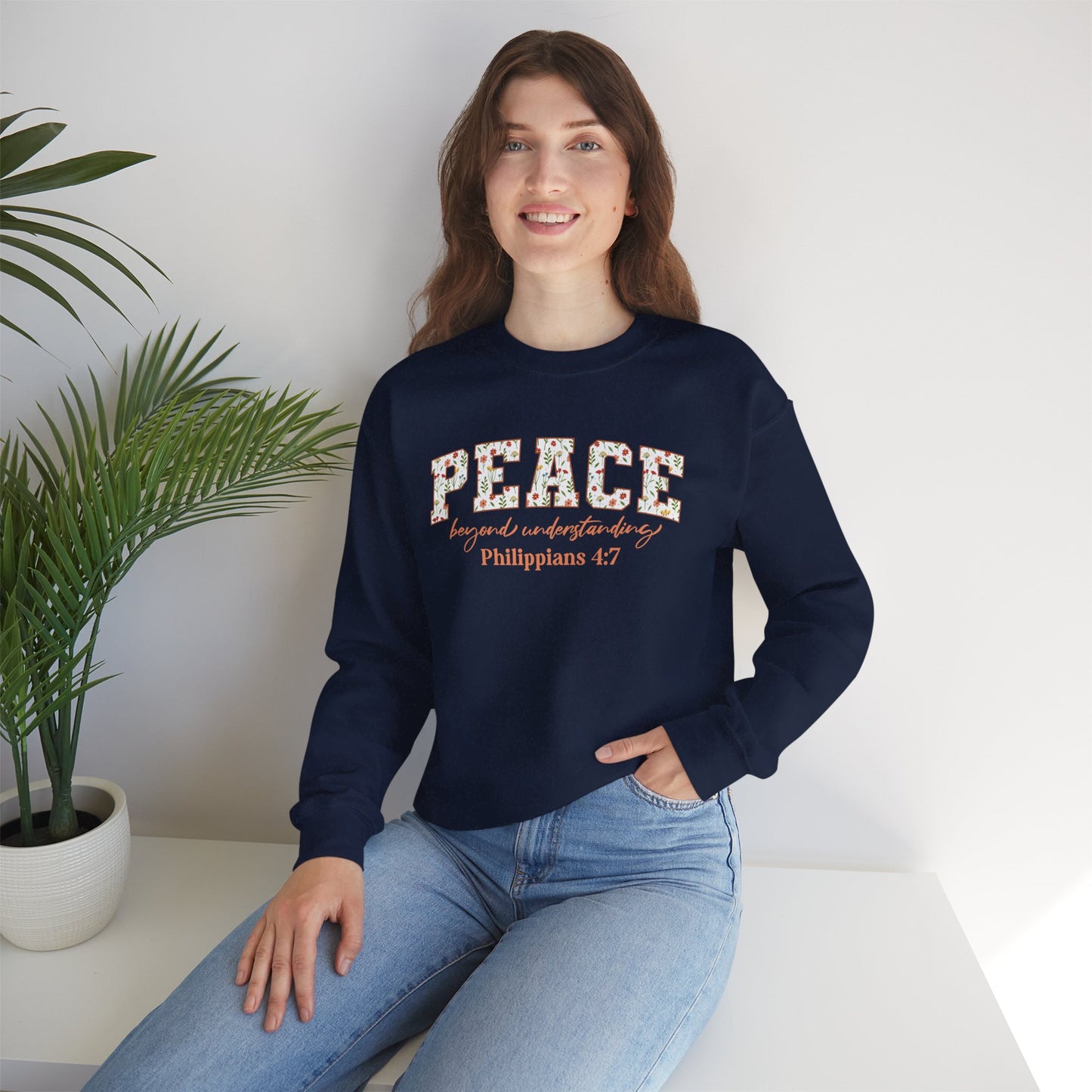 Peace Beyond Understanding Philippians 4:7 Bible Verse Christian Sweatshirt | Inspirational Crewneck Unisex Gift | Cozy Everyday Wear