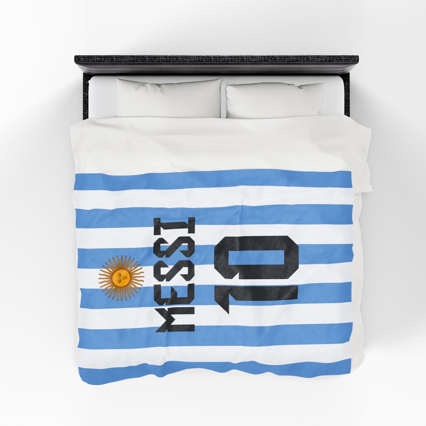 Personalized Name and Number Argentina Velveteen Plush Blanket | Birthday Anniversary Christmas Football Soccer Jersey Fans Gift Ideas