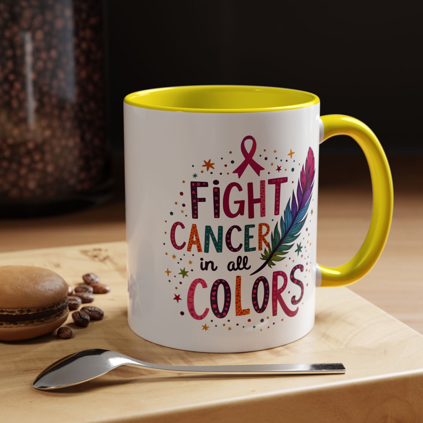 “Fight Cancer in All Colors” Mug | Inspirational Souvenir Coffee & Tea Cup Gift Idea
