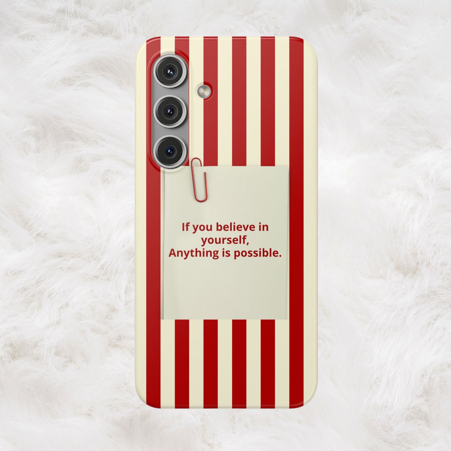 Personalized Custom Text Inspirational Striped Phone Case. “If you believe in yourself, Anything is possible.”