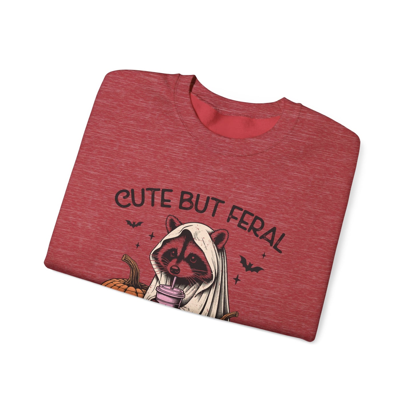 Raccoon Unisex Heavy Blend™ Crewneck Sweatshirt Cute and Feral Halloween Season Gift Ideas