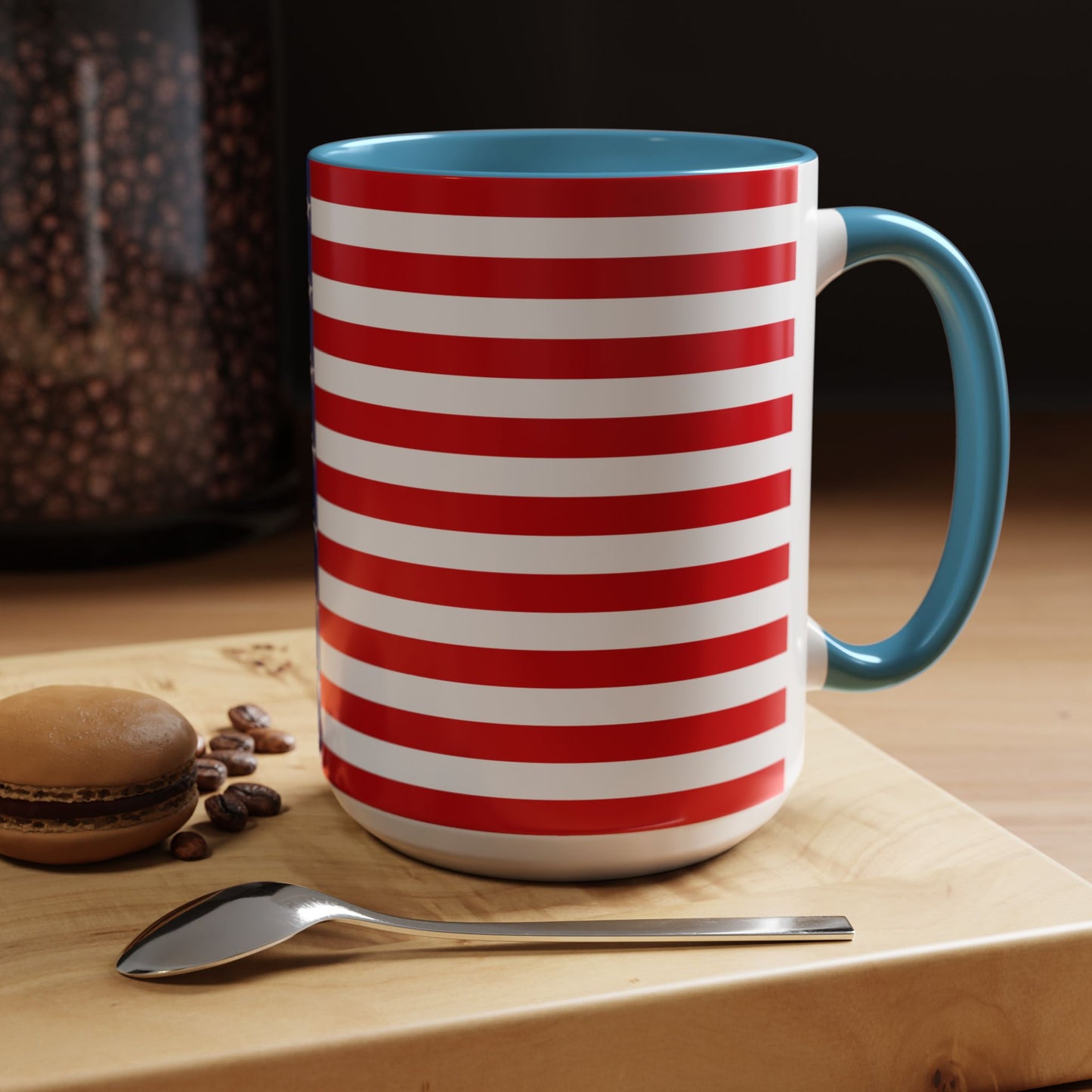 American Stars and Stripes USA Flag Accent Mug | Trending July 4th Gift Idea Coffee Tea Cup