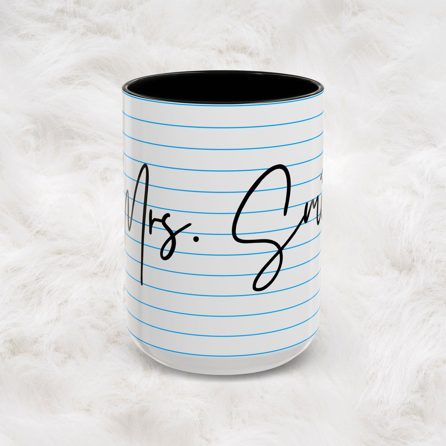Personalized Name College Ruled Lined Coffee Tea Mug | Student Teacher Back to School Motivation Gift Idea