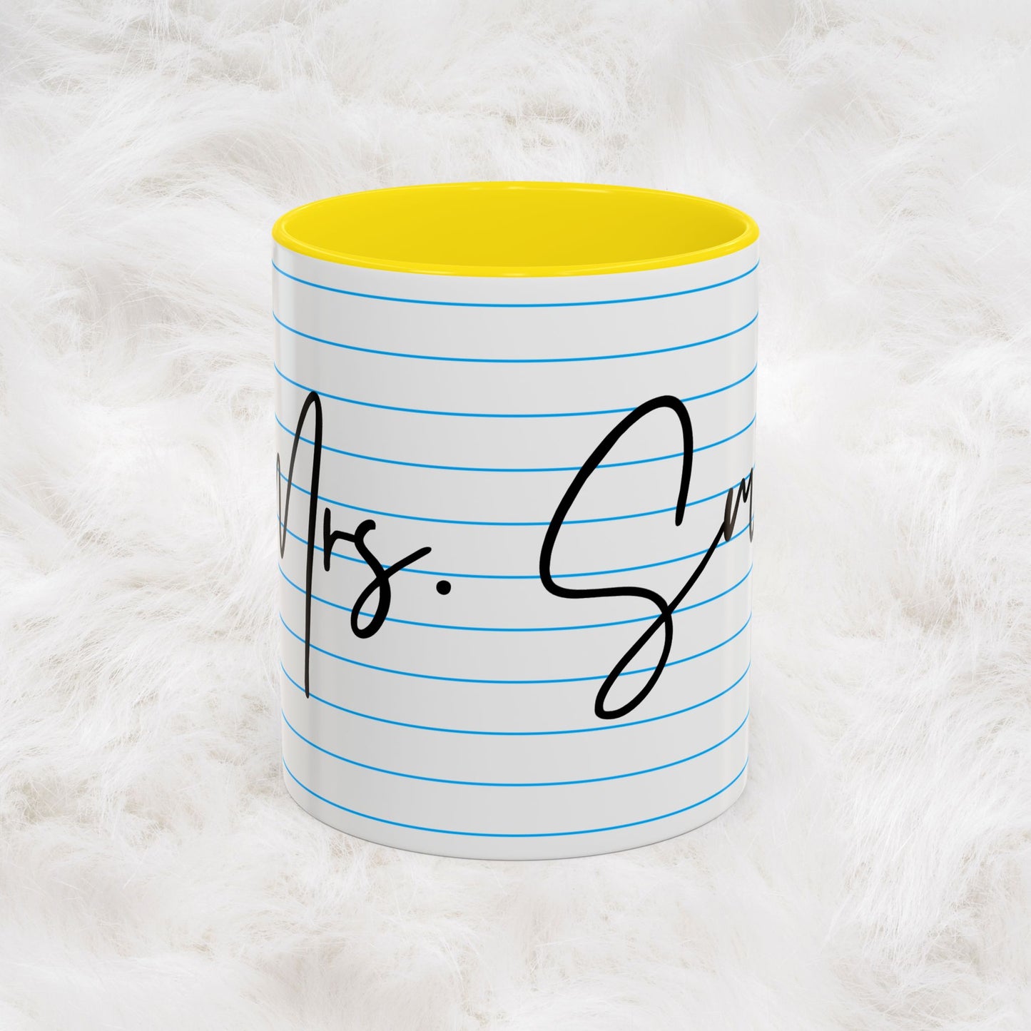 Personalized Name College Ruled Lined Coffee Tea Mug | Student Teacher Back to School Motivation Gift Idea