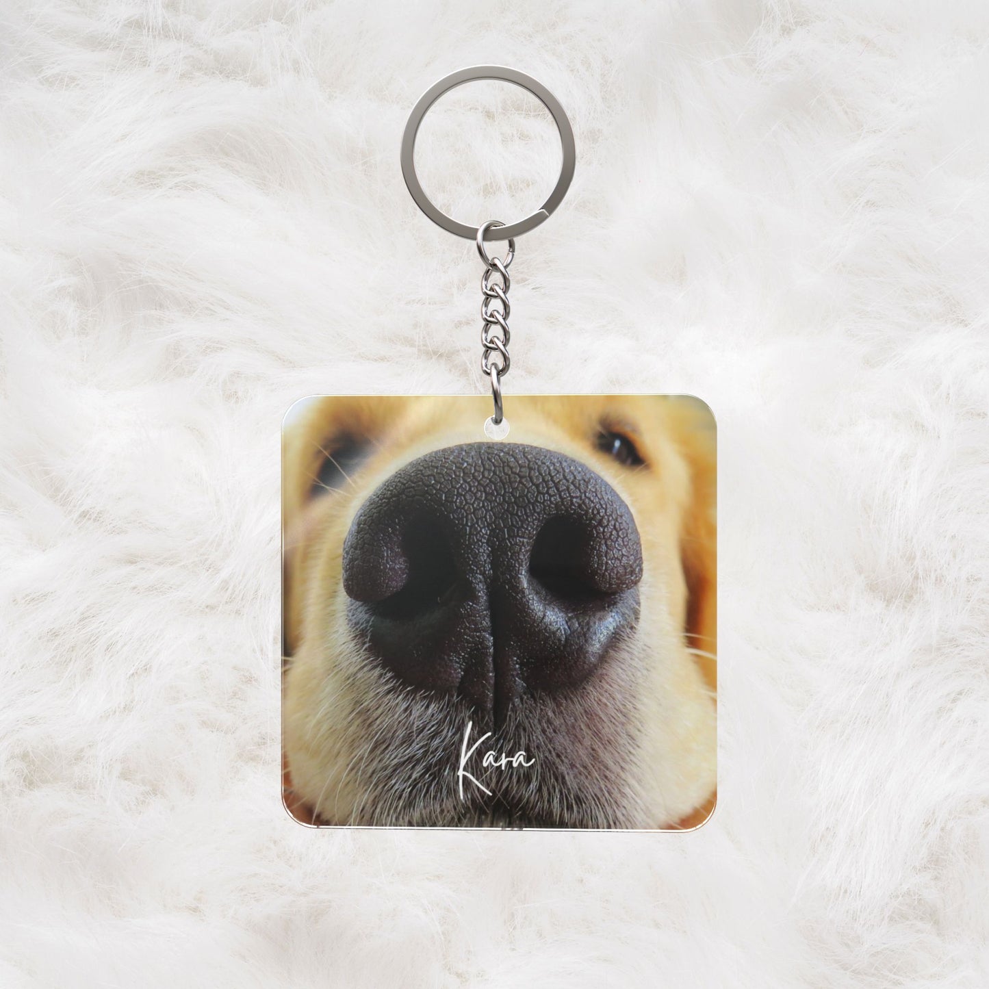 Personalized Pet Photo and Name Square Keychain | Cute Handbag Charm