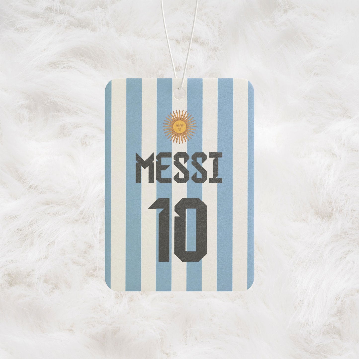 Personalized Name and Number Argentina Blue Stripes Car Air Freshener | Football Soccer Jersey Sport Style Fans Gift Ideas