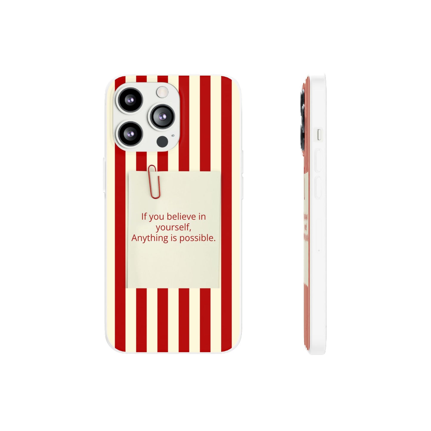Personalized Custom Text Inspirational Striped Phone Case. “If you believe in yourself, Anything is possible.”