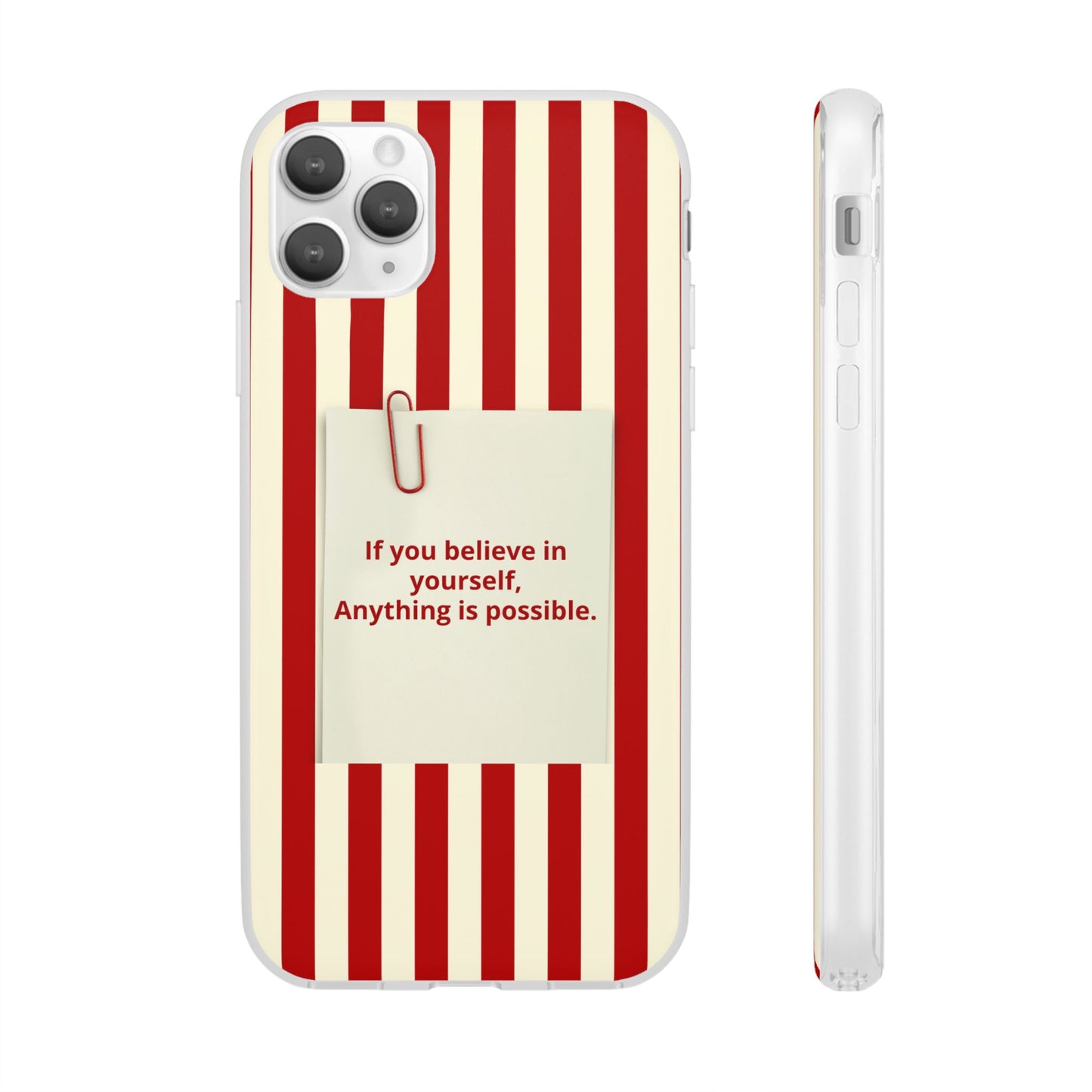 Personalized Custom Text Inspirational Striped Phone Case. “If you believe in yourself, Anything is possible.”