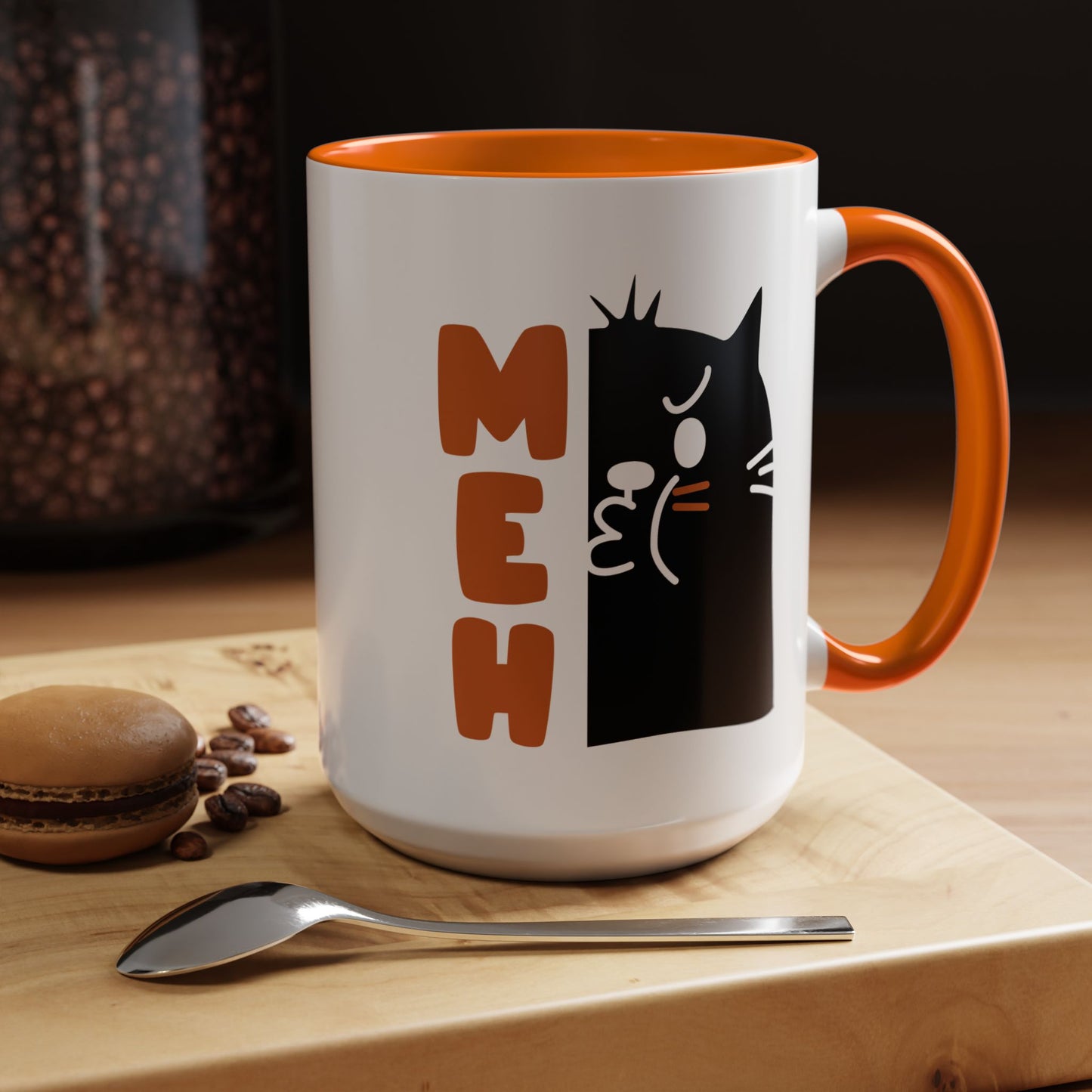 Cute Funny Meh Cat Mug Meme Hilarious Gift Idea Coffee Tea Cup