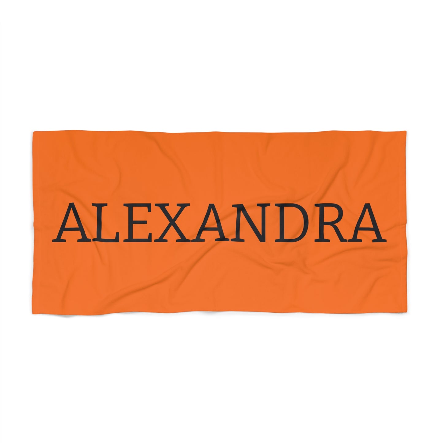 Personalized Name Text Luxury Orange Beach Towel | Travel Vacation Gift Ideas