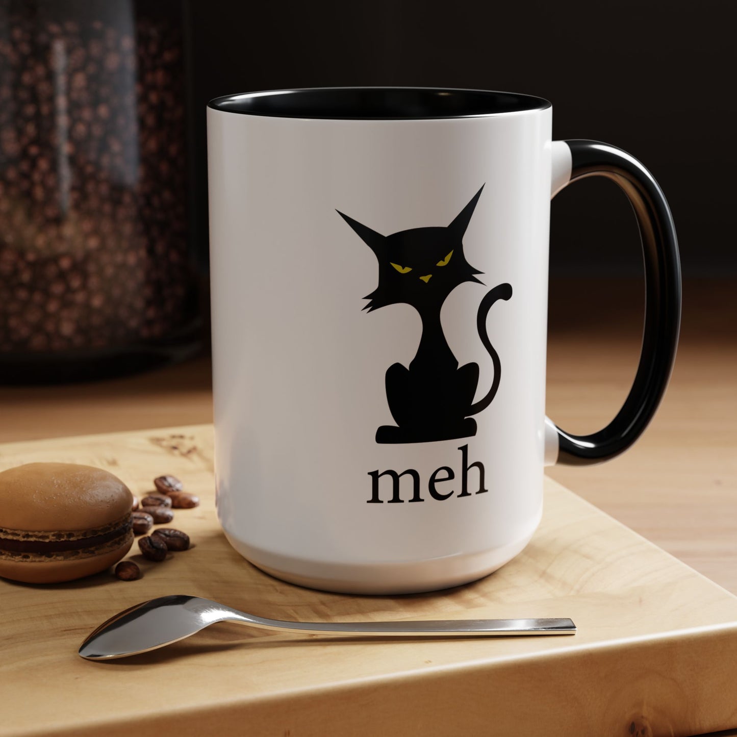 Cute Funny Meh Cat Mug Meme Hilarious Gift Idea Coffee Tea Cup