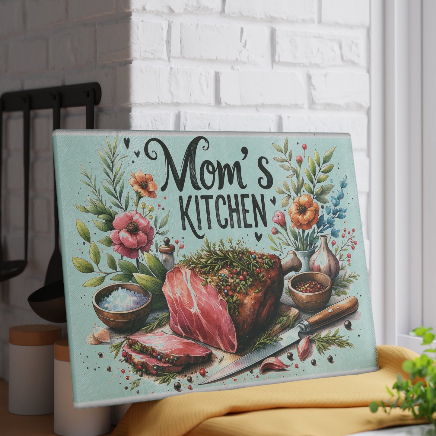 Mom's Kitchen Glass Cutting Board Home Decor Gift Ideas