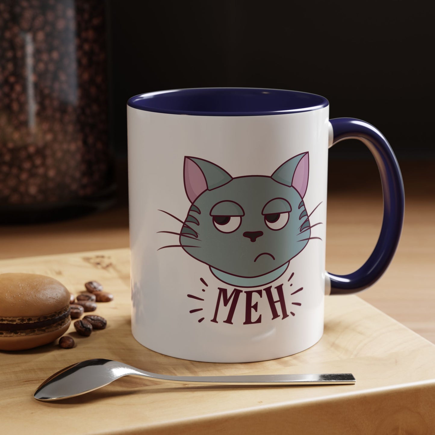 Cute Funny Meh Mug Meme Cat Coffee Tea Cup Hilarious Gift Idea