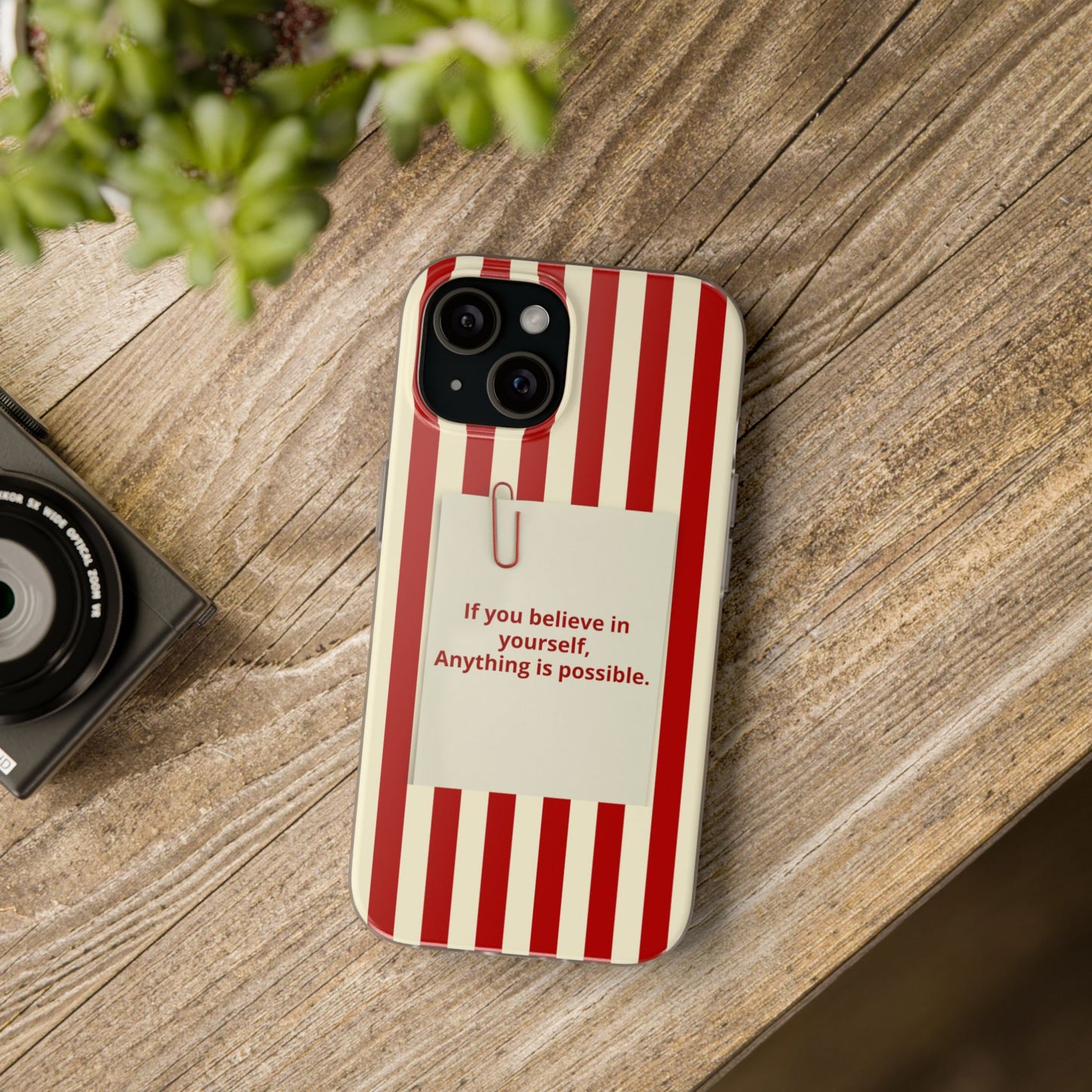 Personalized Custom Text Inspirational Striped Phone Case. “If you believe in yourself, Anything is possible.”