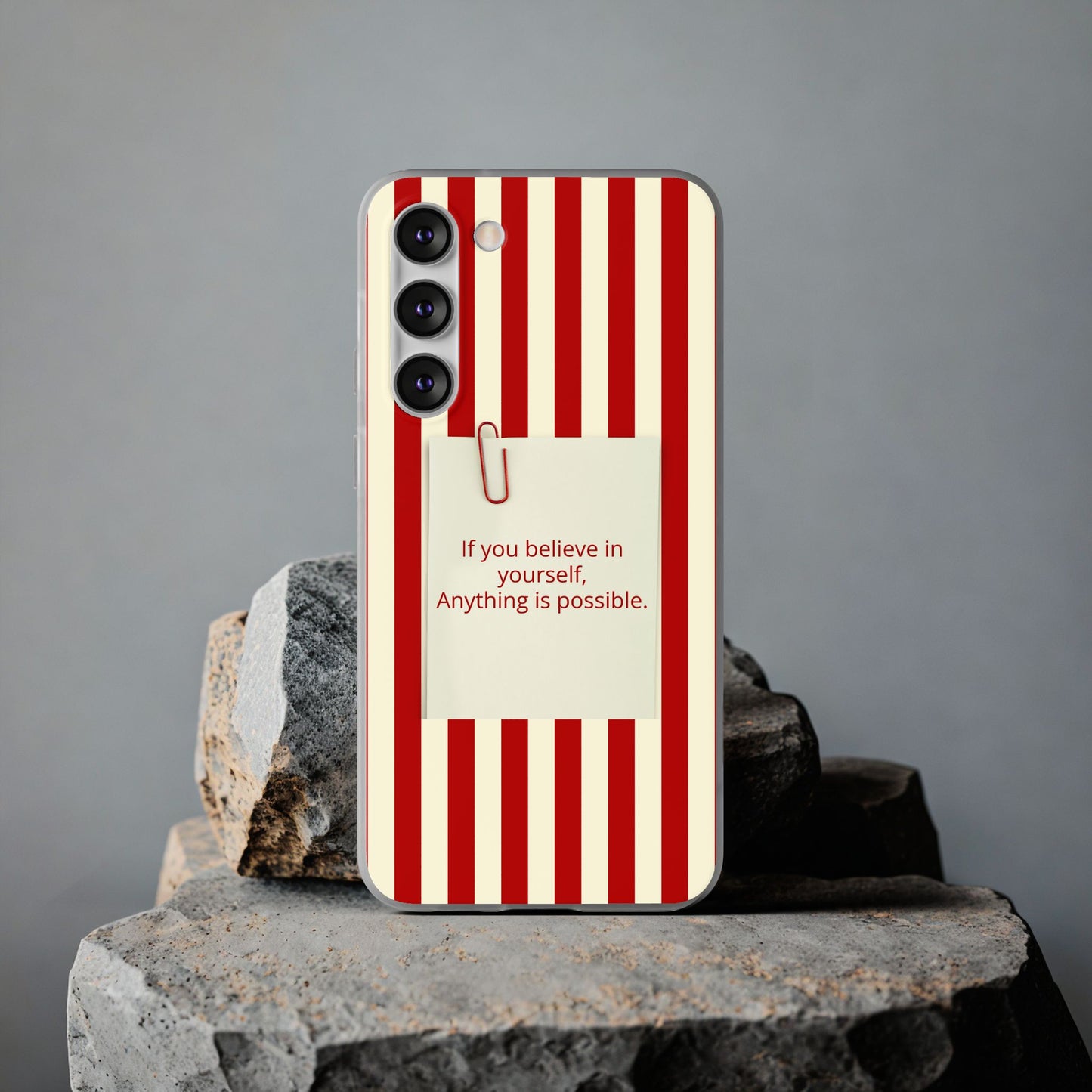 Personalized Custom Text Inspirational Striped Phone Case. “If you believe in yourself, Anything is possible.”