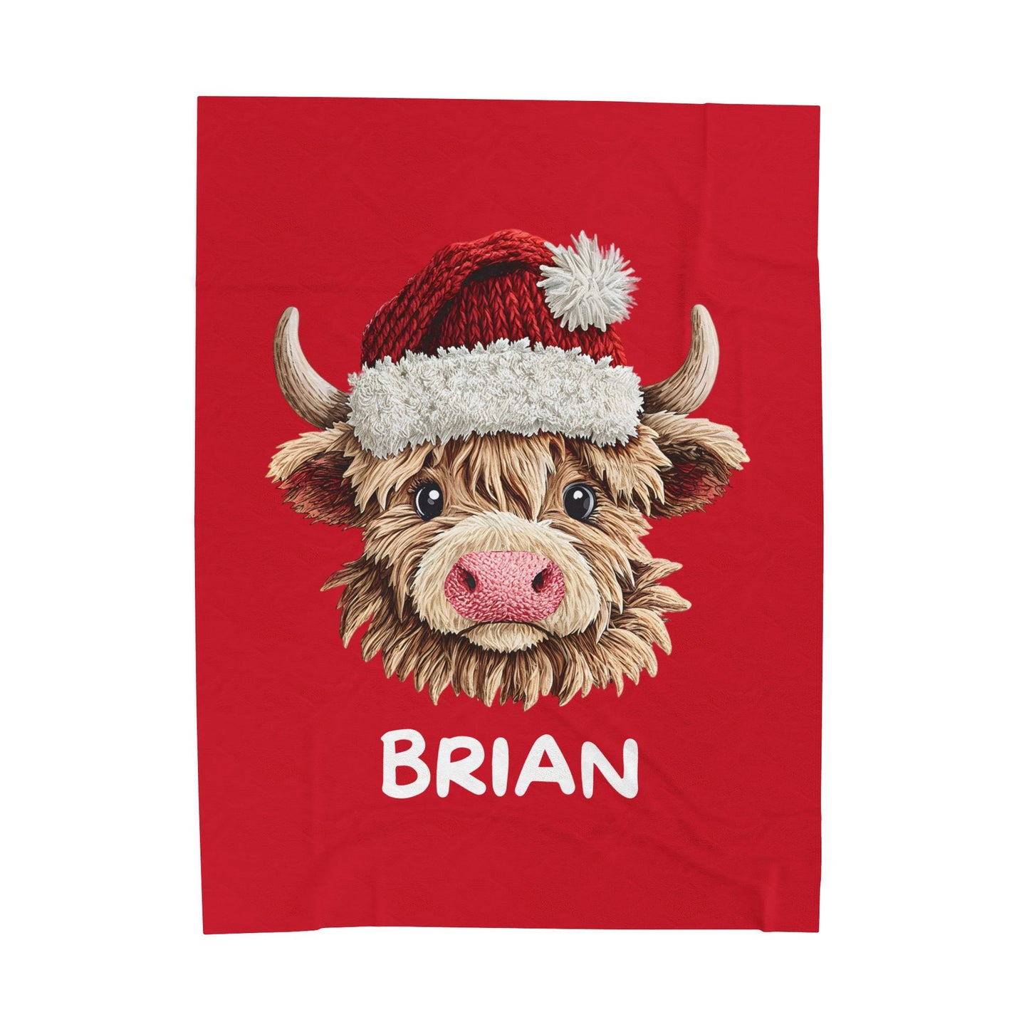 Personalized Name on Cute Highland Cow Velveteen Plush Blanket | Hunting Christmas Gift Ideas