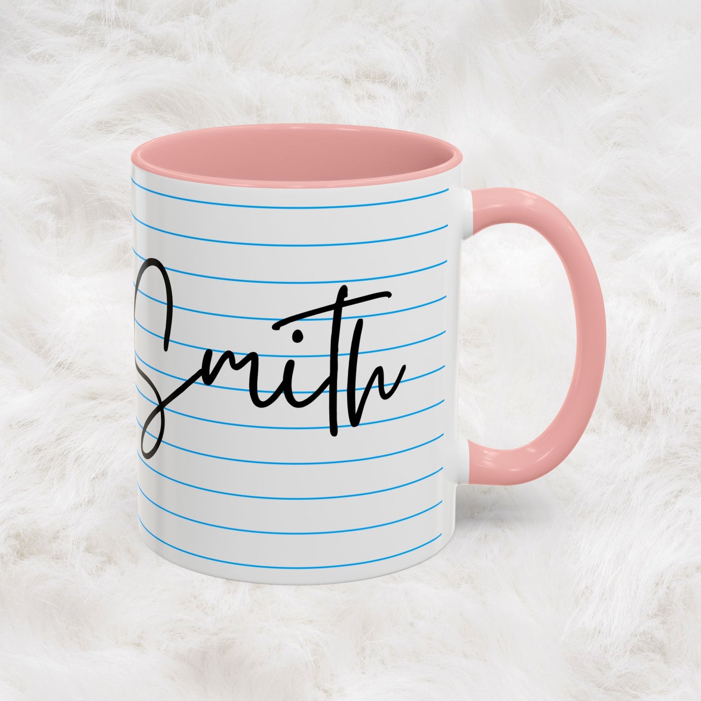 Personalized Name College Ruled Lined Coffee Tea Mug | Student Teacher Back to School Motivation Gift Idea
