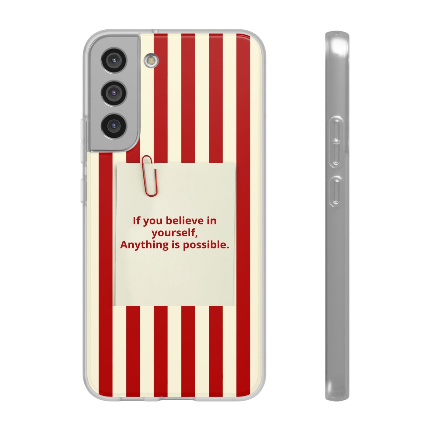 Personalized Custom Text Inspirational Striped Phone Case. “If you believe in yourself, Anything is possible.”