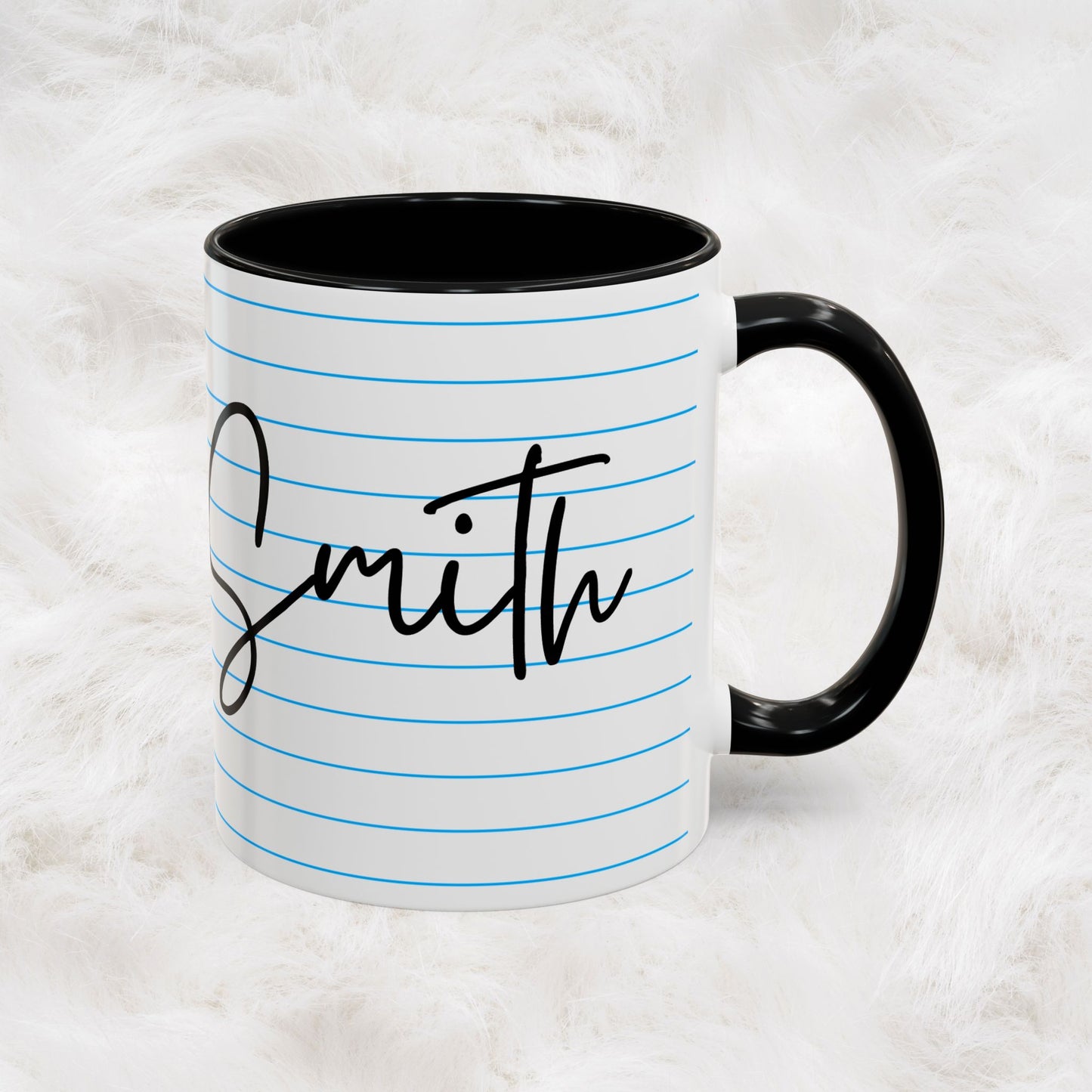 Personalized Name College Ruled Lined Coffee Tea Mug | Student Teacher Back to School Motivation Gift Idea