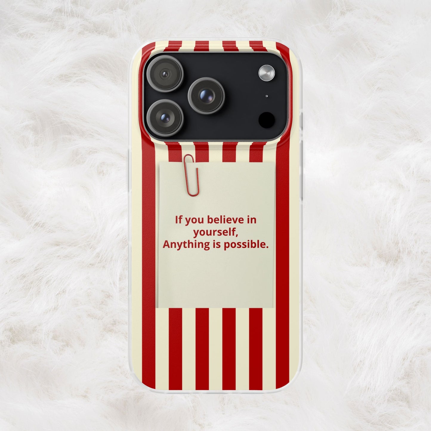 Personalized Custom Text Inspirational Striped Phone Case. “If you believe in yourself, Anything is possible.”