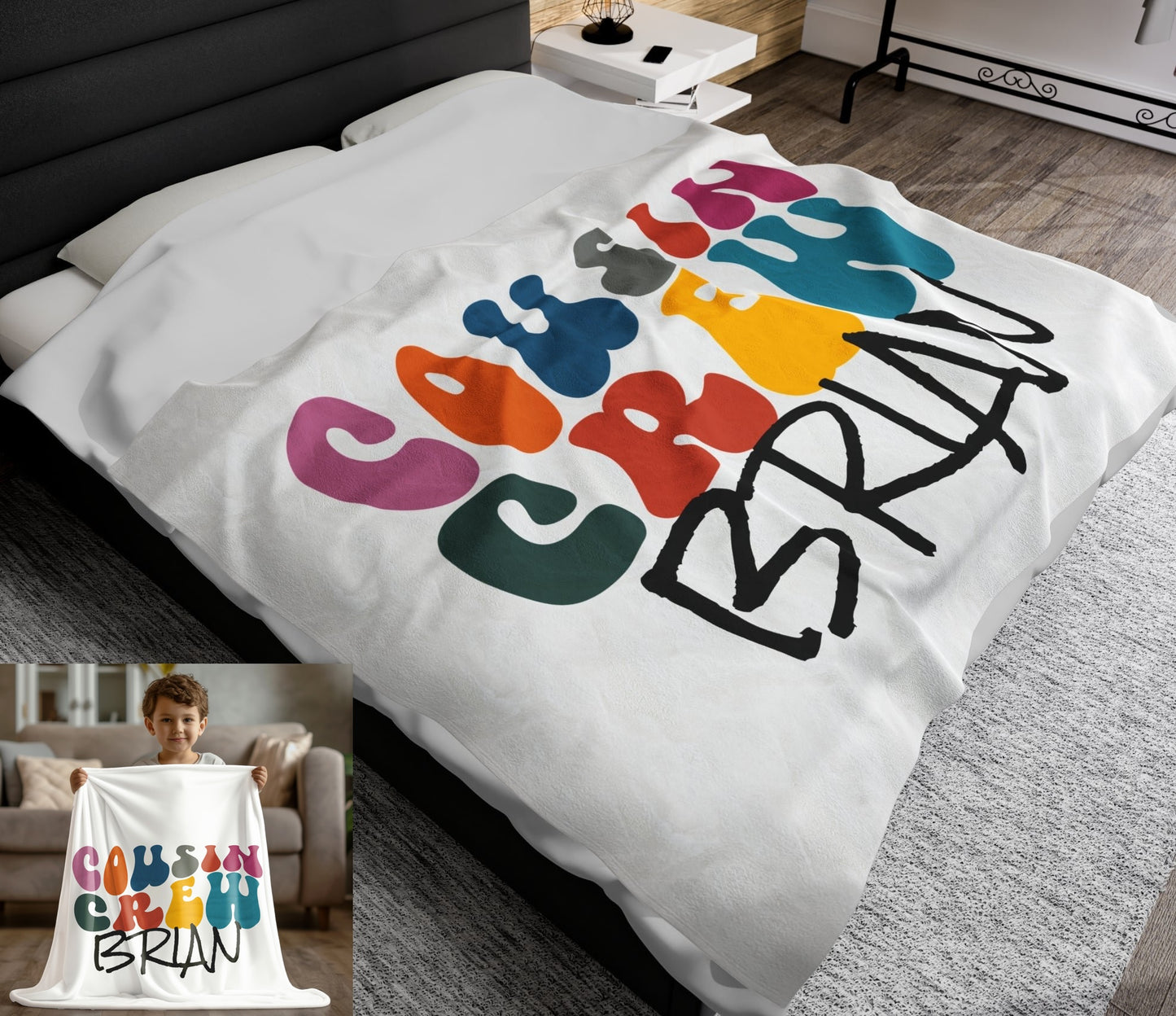 Personalized Name Cousin Crew Velveteen Blanket