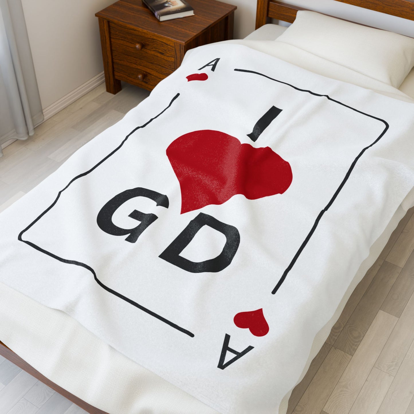 I Love GD Ace of Heart Velveteen Plush Blanket | Birthday Anniversary Christmas Festival Concert Travel Fans Gift Ideas