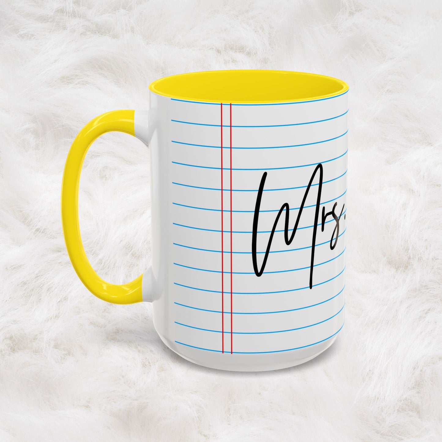 Personalized Name College Ruled Lined Coffee Tea Mug | Student Teacher Back to School Motivation Gift Idea