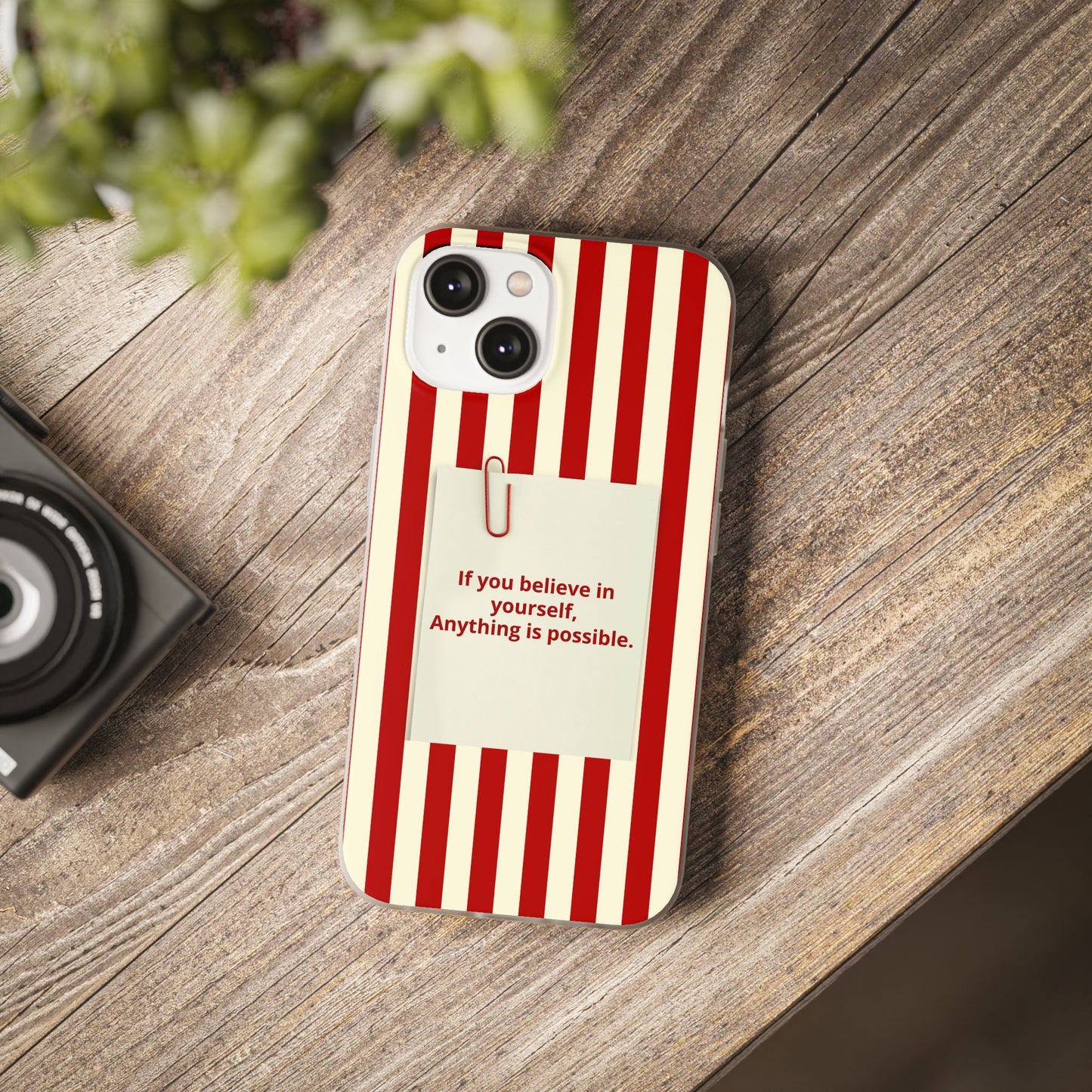Personalized Custom Text Inspirational Striped Phone Case. “If you believe in yourself, Anything is possible.”