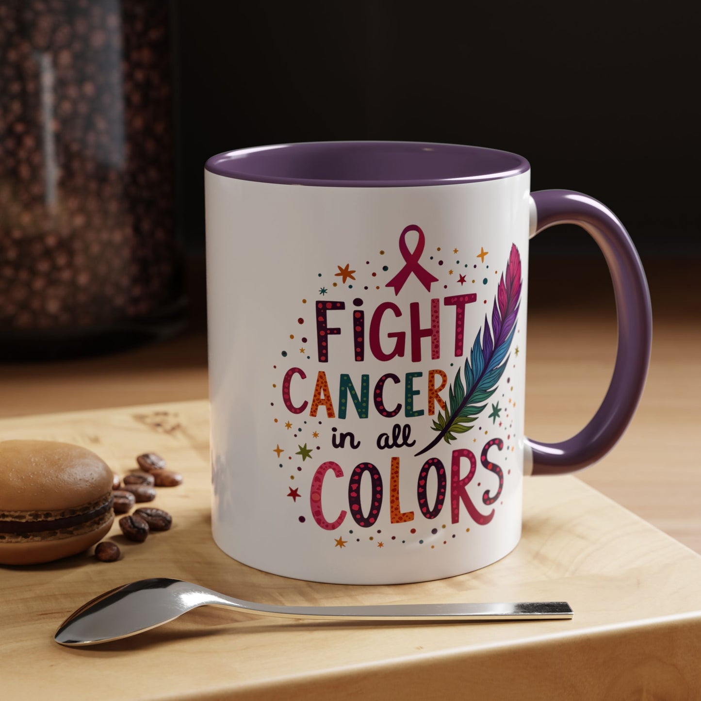 “Fight Cancer in All Colors” Mug | Inspirational Souvenir Coffee & Tea Cup Gift Idea