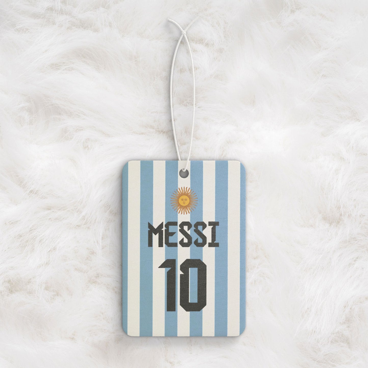 Personalized Name and Number Argentina Blue Stripes Car Air Freshener | Football Soccer Jersey Sport Style Fans Gift Ideas