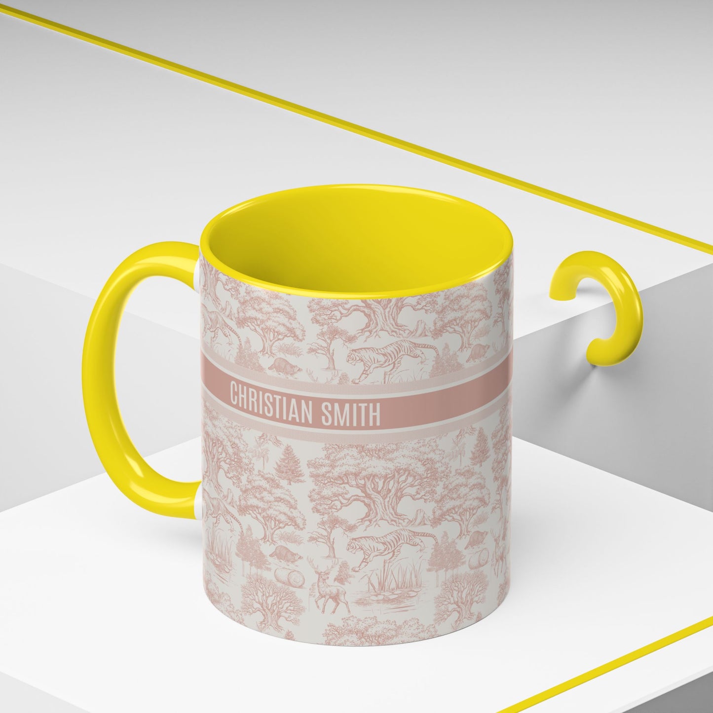 Personalized Name Luxury Vintage Toile De Jouy French Nature Landscape Seamless Pattern Fashion Art Mug Version 6 Christmas Birthday Anniversary Gifts