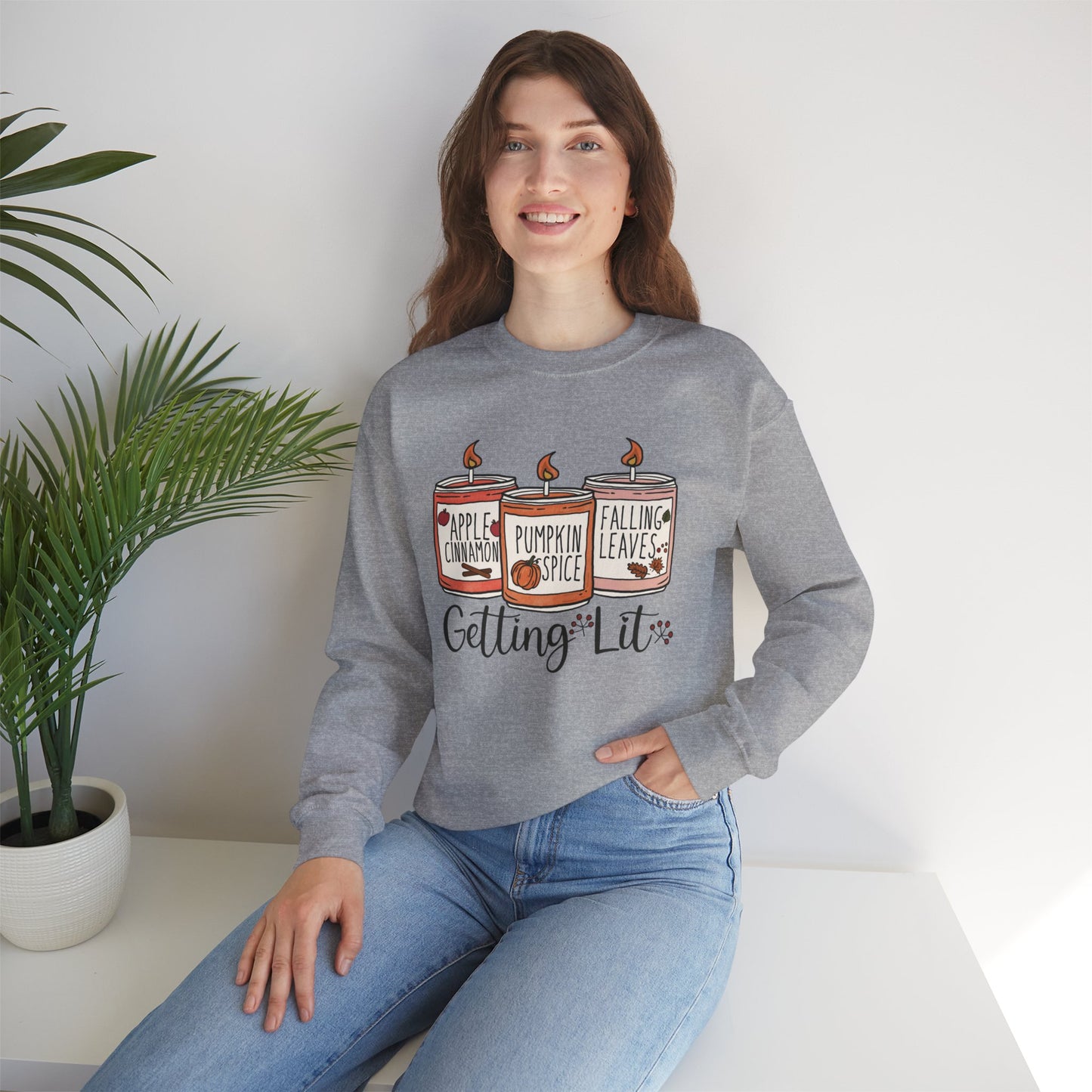 Halloween Candles Fall Season Vibe Unisex Heavy Blend™ Crewneck Sweatshirt