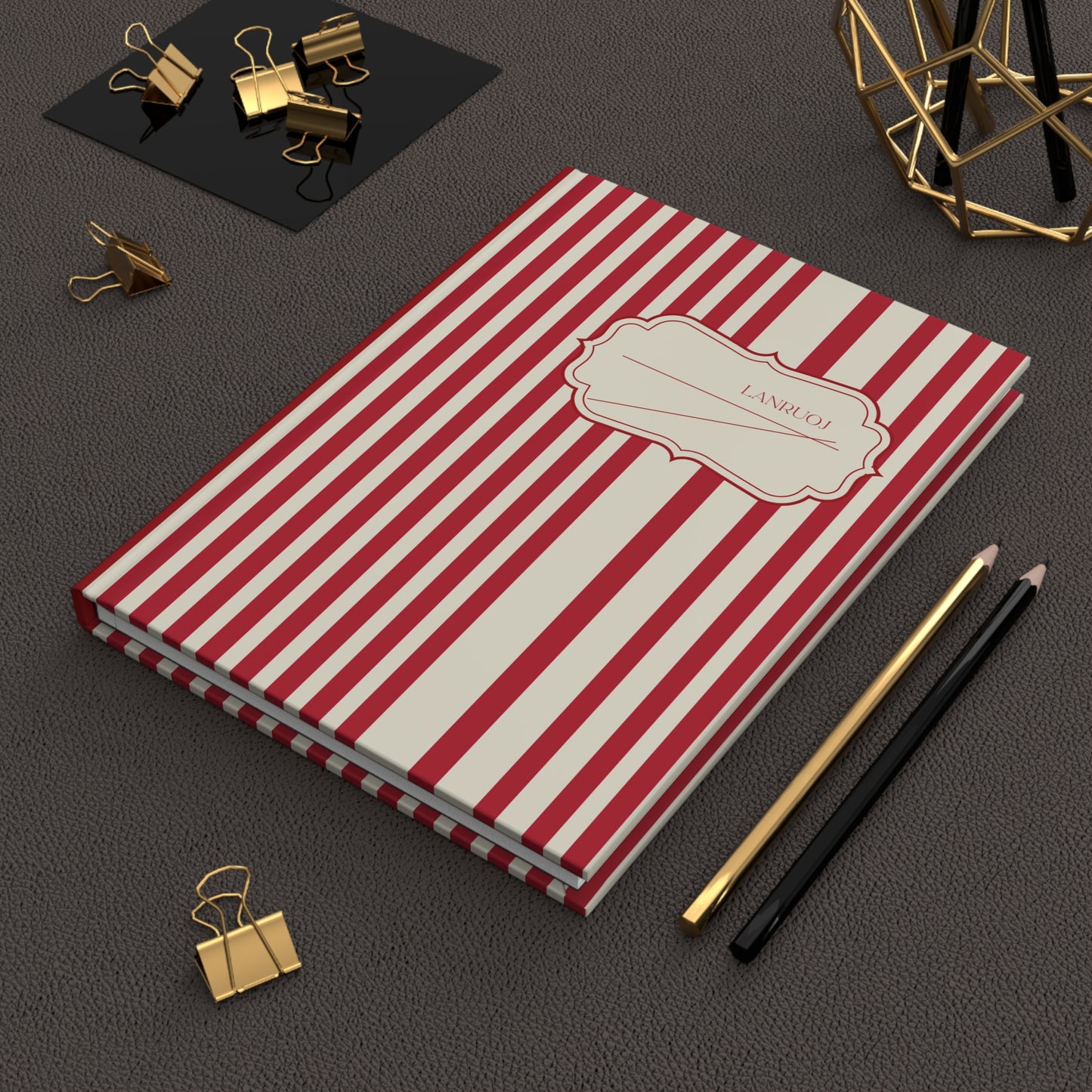 Unique Expensive Ugly Weird Error Red and White Striped Hardcover Notebook Journal | College School Student Teacher Book Lover Gift