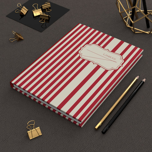 Unique Expensive Ugly Weird Error Red and White Striped Hardcover Notebook Journal | College School Student Teacher Book Lover Gift