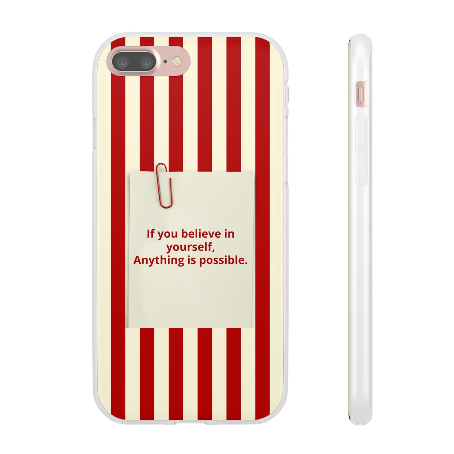 Personalized Custom Text Inspirational Striped Phone Case. “If you believe in yourself, Anything is possible.”