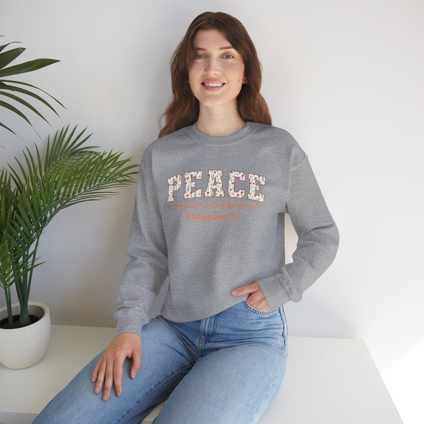 Peace Beyond Understanding Philippians 4:7 Bible Verse Christian Sweatshirt | Inspirational Crewneck Unisex Gift | Cozy Everyday Wear