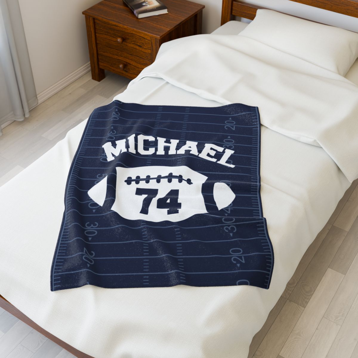 Personalized Name and Number Sport Football Velveteen Plush Blanket