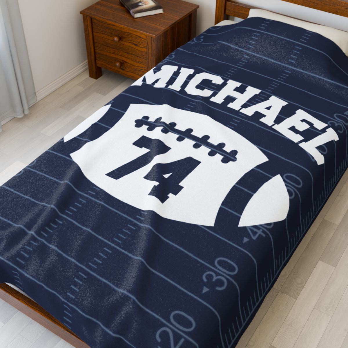 Personalized Name and Number Sport Football Velveteen Plush Blanket