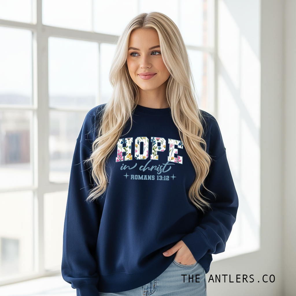 Hope in Christ Romans 13:12 Bible Verse Christian Sweatshirt | Inspirational Crewneck Unisex Gift | Cozy Everyday Wear