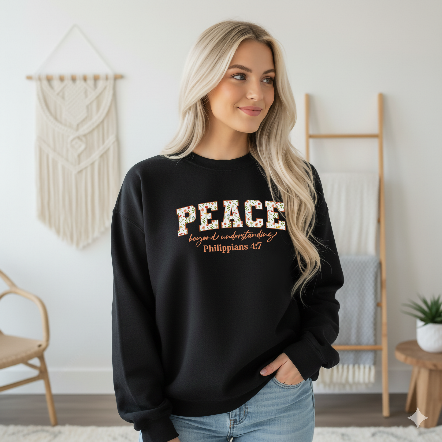Peace Beyond Understanding Philippians 4:7 Bible Verse Christian Sweatshirt | Inspirational Crewneck Unisex Gift | Cozy Everyday Wear