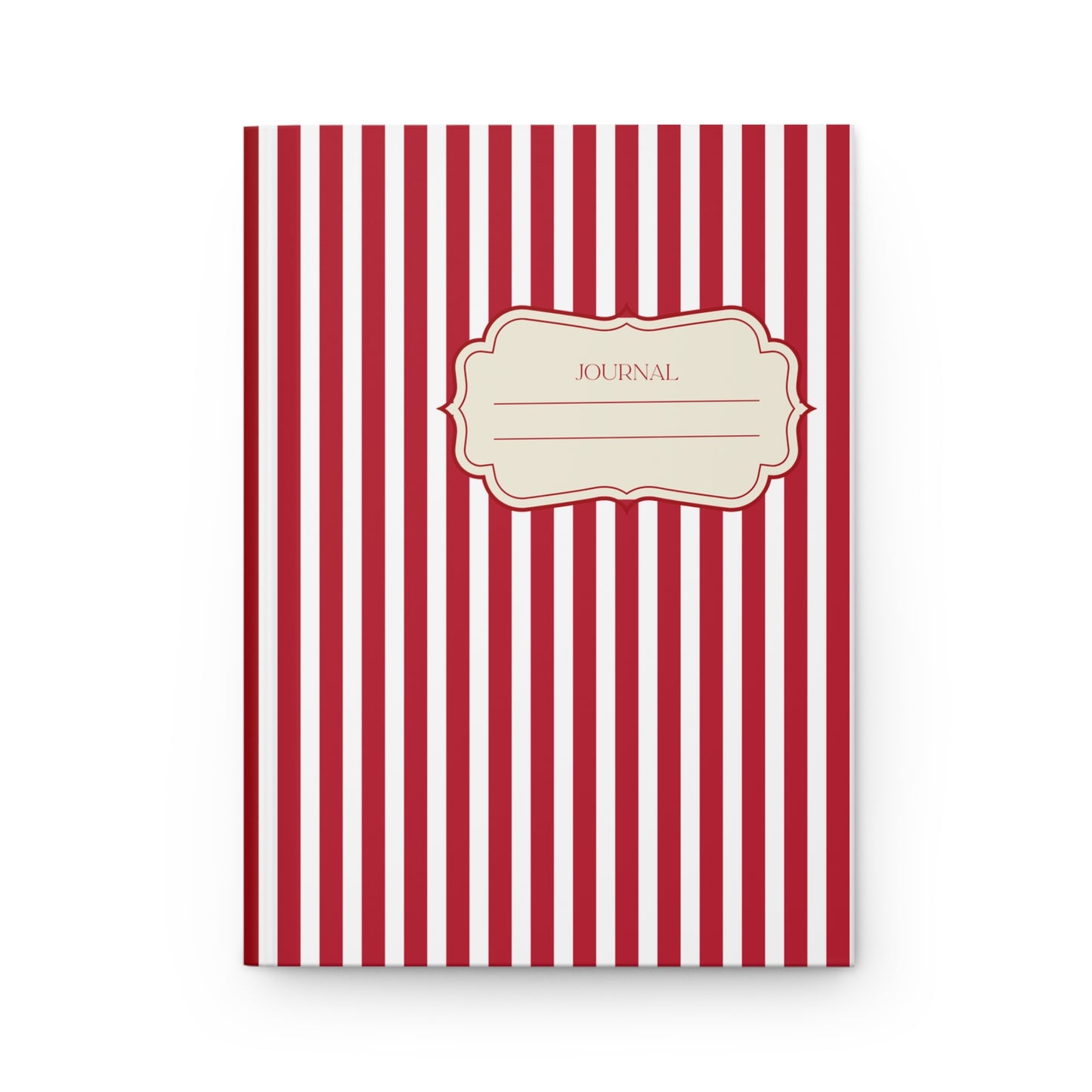 Red and White Striped Hardcover Notebook Journal | College School Student Teacher Book Lover Gift