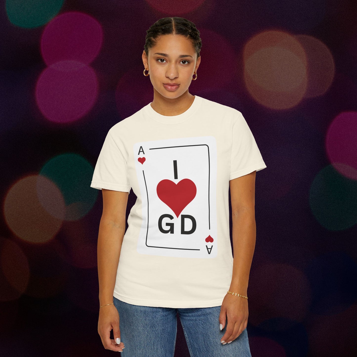 I Love GD Fans - Ace of Heart Garment-dyed Cotton T-Shirt | Birthday Christmas Festival Concert Gift Idea