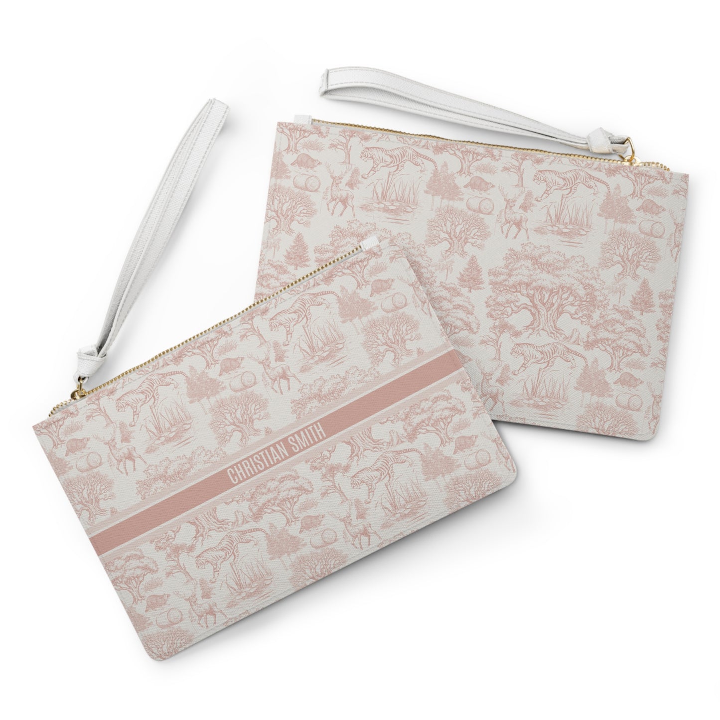 Personalized Name Luxury Vintage Toile De Jouy French Nature Landscape Seamless Pattern Art Version 6 Clutch Bag | Christmas Birthday Gift Ideas