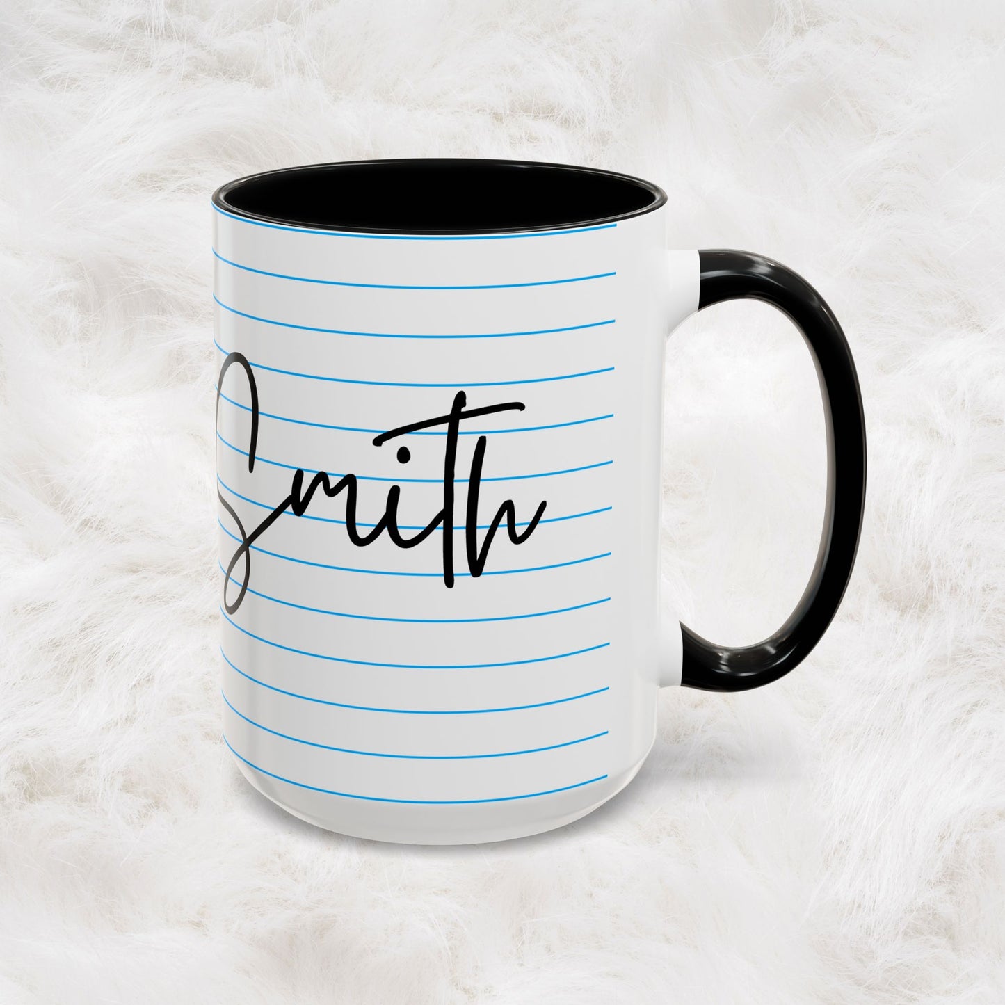 Personalized Name College Ruled Lined Coffee Tea Mug | Student Teacher Back to School Motivation Gift Idea